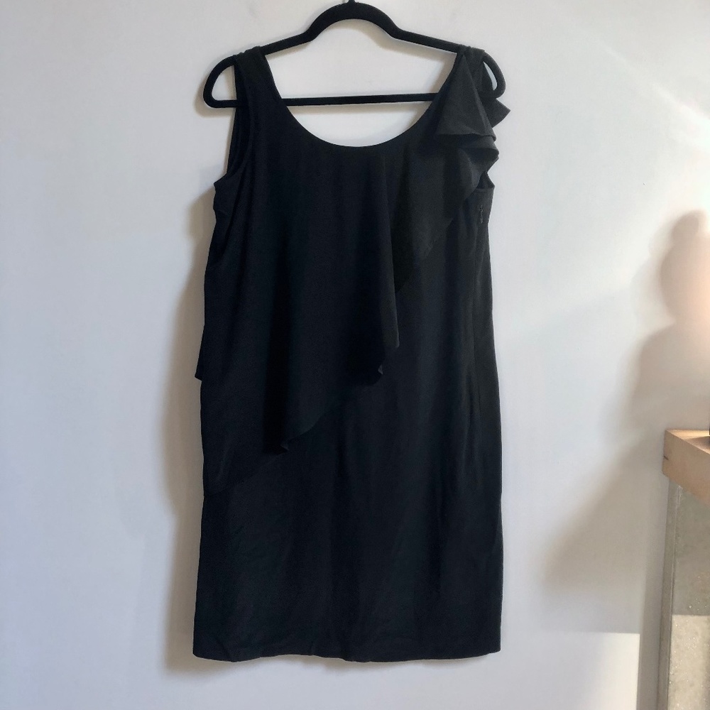 See by Chloe Black Silk Draped Shift Dress